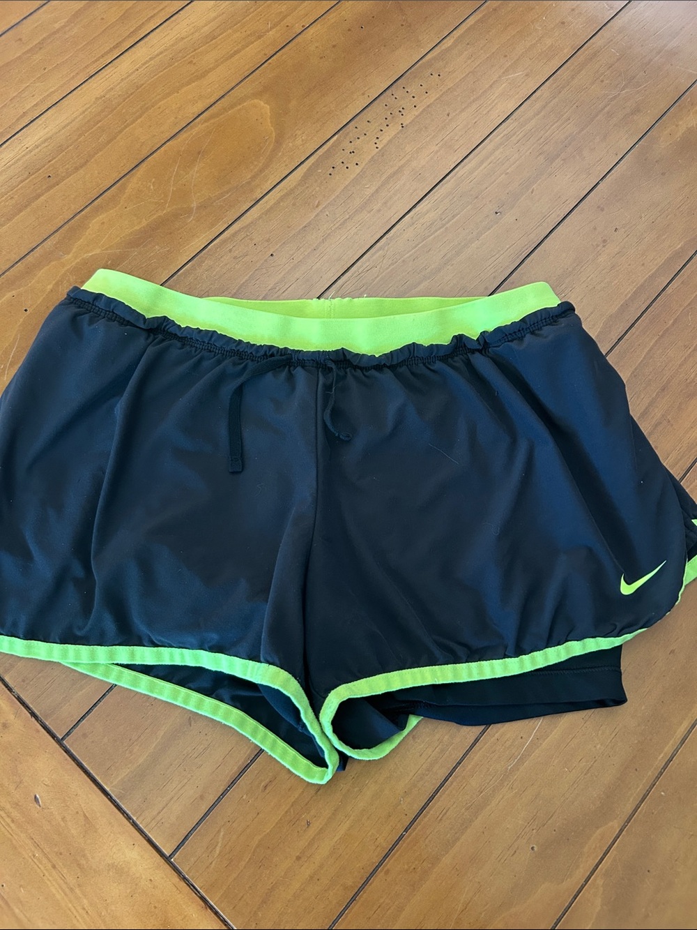 Nike Dri-FIT Black & Neon Green Running Shorts Women’s Medium